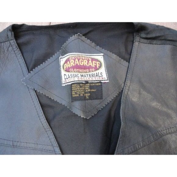 Men’s Vest Exclusive PARAGRAFF CLOTHING CO. Black Leather Large Motorcycle - Picture 2 of 8